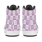 White And Purple Zodiac Signs Print High Top Leather Sneakers