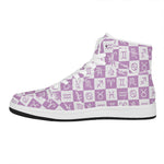White And Purple Zodiac Signs Print High Top Leather Sneakers
