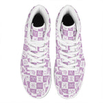 White And Purple Zodiac Signs Print High Top Leather Sneakers