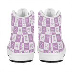 White And Purple Zodiac Signs Print High Top Leather Sneakers