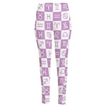 White And Purple Zodiac Signs Print High-Waisted Pocket Leggings