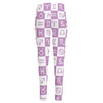 White And Purple Zodiac Signs Print High-Waisted Pocket Leggings