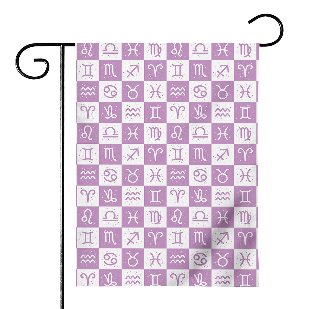 White And Purple Zodiac Signs Print House Flag