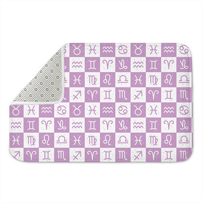 White And Purple Zodiac Signs Print Indoor Door Mat