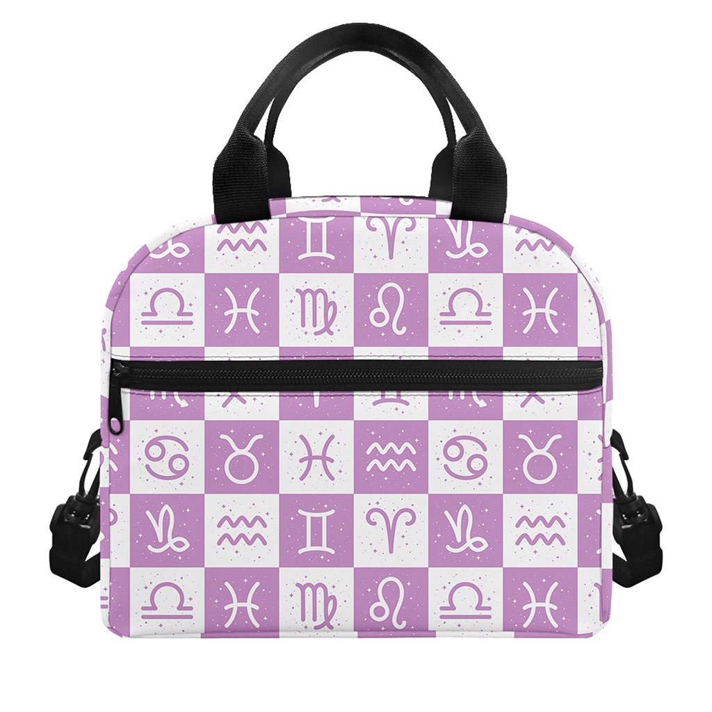 White And Purple Zodiac Signs Print Insulated Lunch Bag