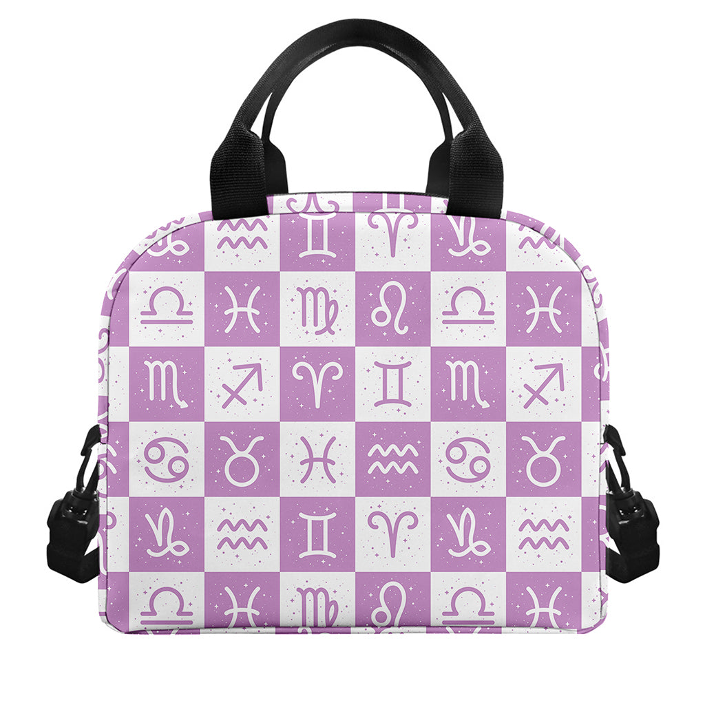 White And Purple Zodiac Signs Print Insulated Lunch Bag