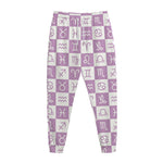 White And Purple Zodiac Signs Print Jogger Pants