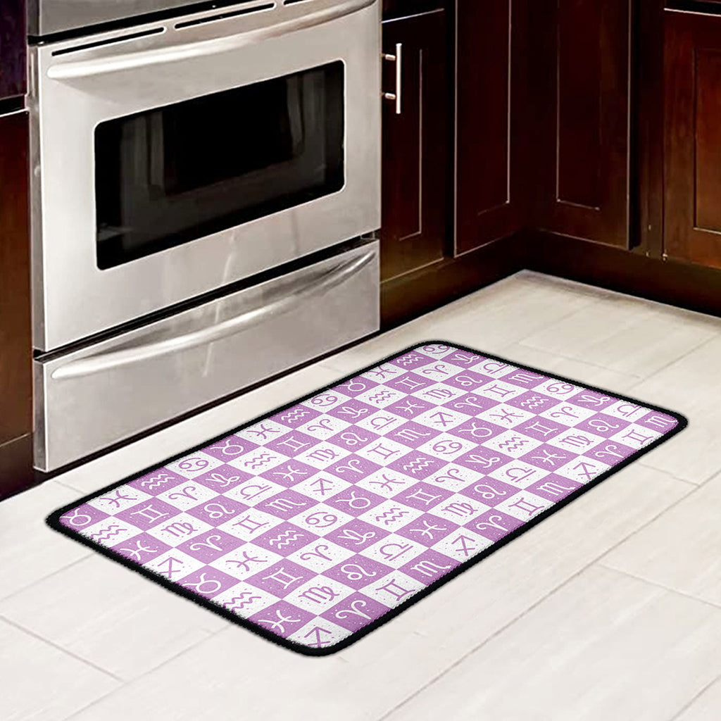 White And Purple Zodiac Signs Print Kitchen Mat