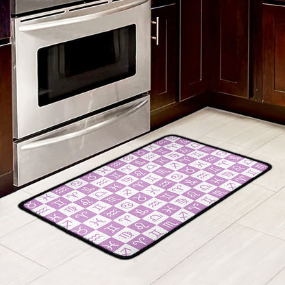 White And Purple Zodiac Signs Print Kitchen Mat