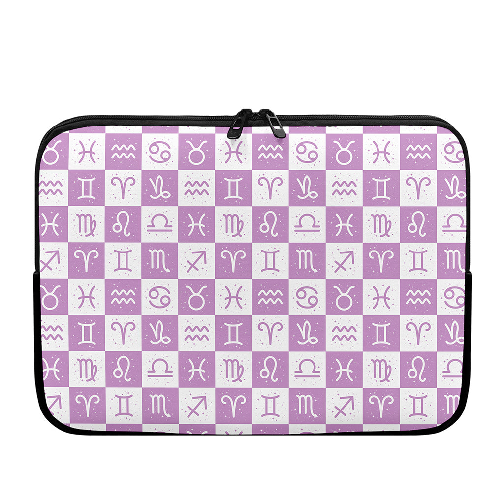 White And Purple Zodiac Signs Print Laptop Sleeve