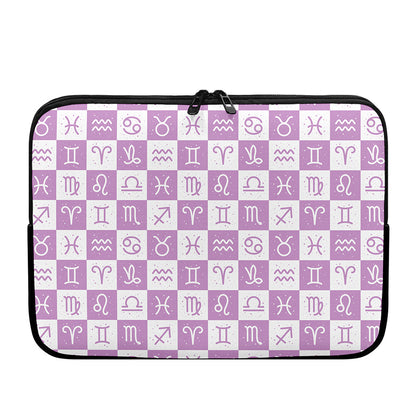 White And Purple Zodiac Signs Print Laptop Sleeve