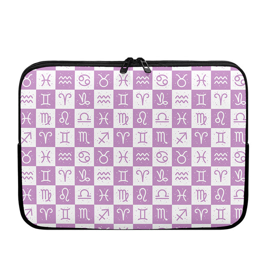 White And Purple Zodiac Signs Print Laptop Sleeve