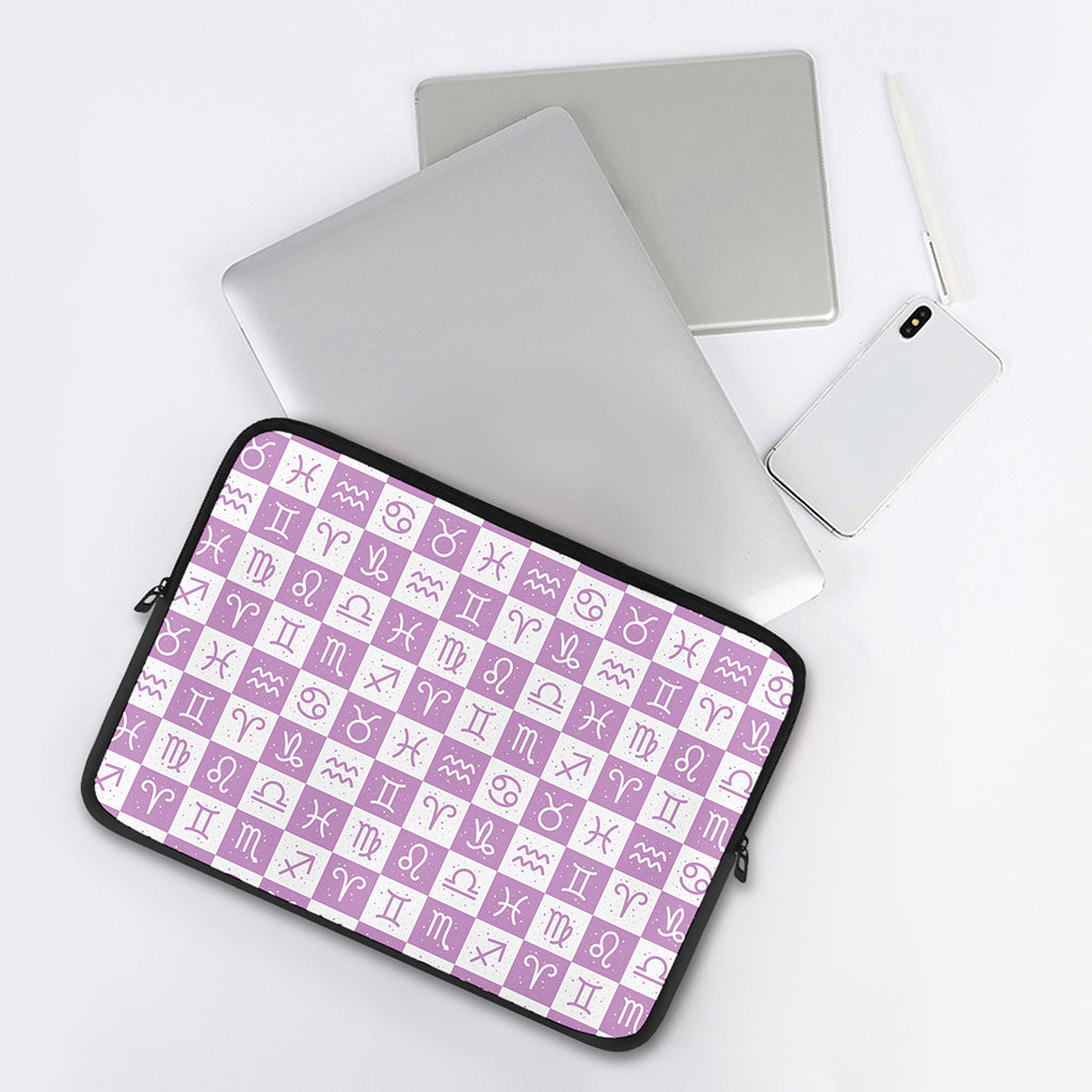 White And Purple Zodiac Signs Print Laptop Sleeve