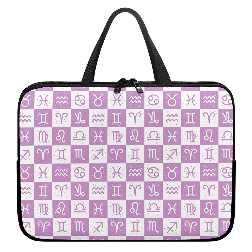 White And Purple Zodiac Signs Print Laptop Sleeve With Handle