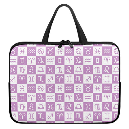 White And Purple Zodiac Signs Print Laptop Sleeve With Handle