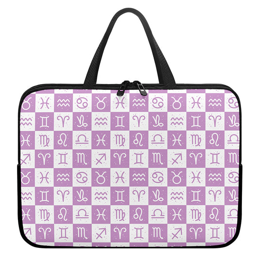White And Purple Zodiac Signs Print Laptop Sleeve With Handle