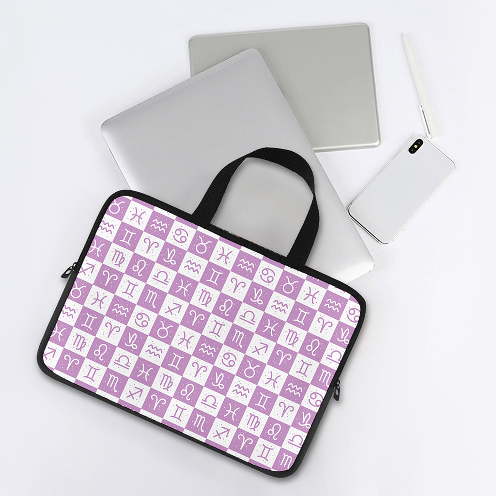 White And Purple Zodiac Signs Print Laptop Sleeve With Handle