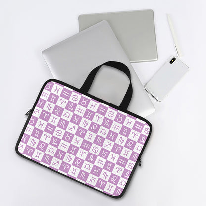 White And Purple Zodiac Signs Print Laptop Sleeve With Handle