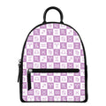 White And Purple Zodiac Signs Print Leather Backpack