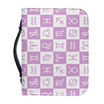White And Purple Zodiac Signs Print Leather Bible Cover