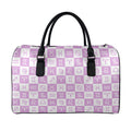 White And Purple Zodiac Signs Print Leather Duffel Bag