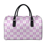 White And Purple Zodiac Signs Print Leather Duffle Bag