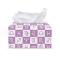 White And Purple Zodiac Signs Print Leather Tissue Box Cover