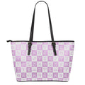 White And Purple Zodiac Signs Print Leather Tote Bag With Zipper