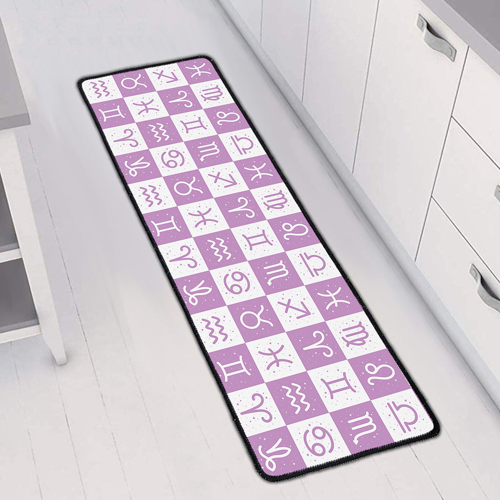 White And Purple Zodiac Signs Print Long Kitchen Mat