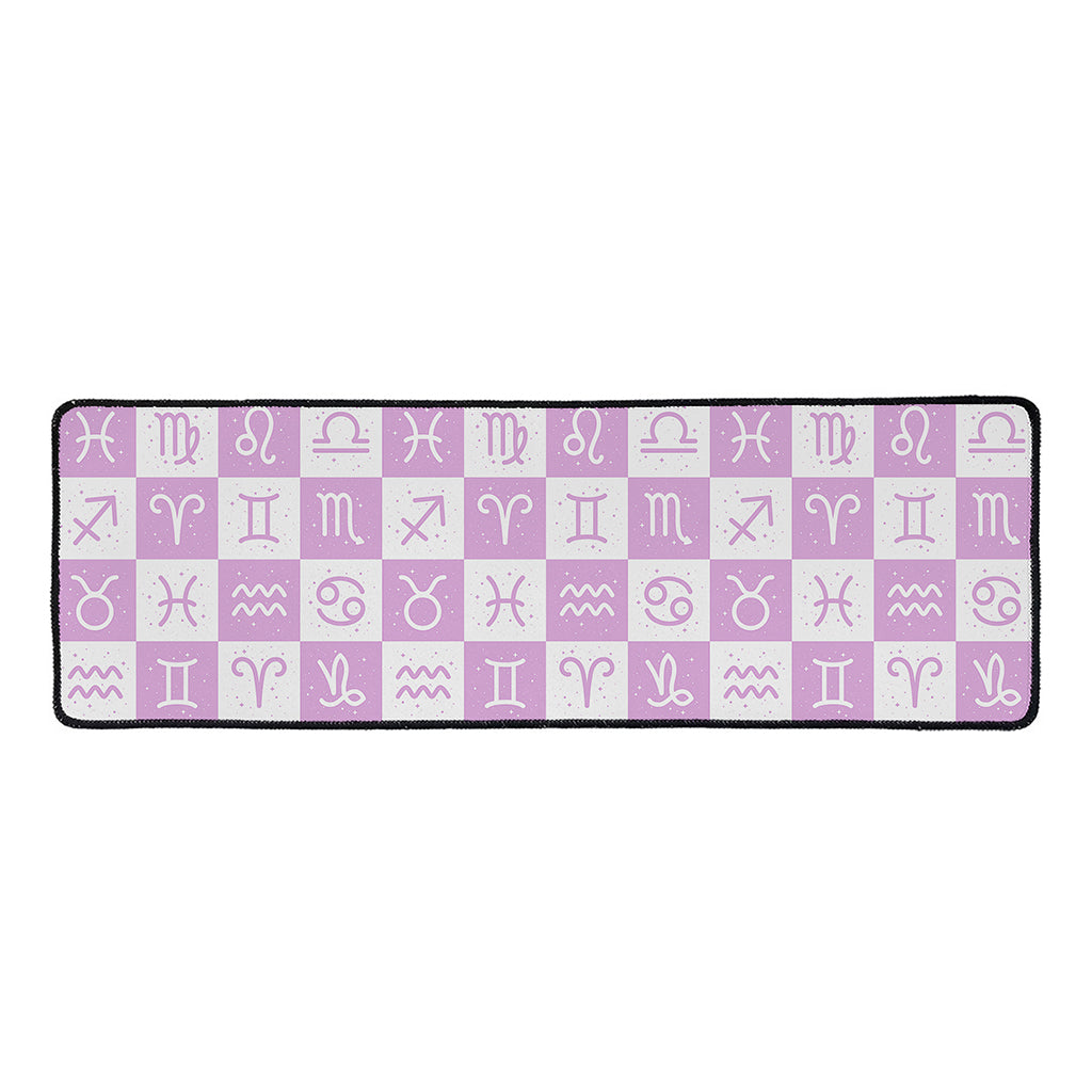 White And Purple Zodiac Signs Print Long Kitchen Mat