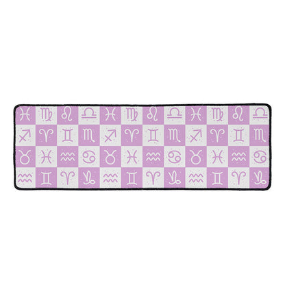 White And Purple Zodiac Signs Print Long Kitchen Mat