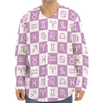 White And Purple Zodiac Signs Print Long Sleeve Baseball Jersey