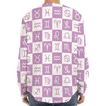 White And Purple Zodiac Signs Print Long Sleeve Baseball Jersey