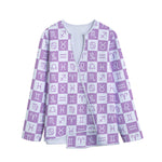 White And Purple Zodiac Signs Print Long Sleeve Short Coat