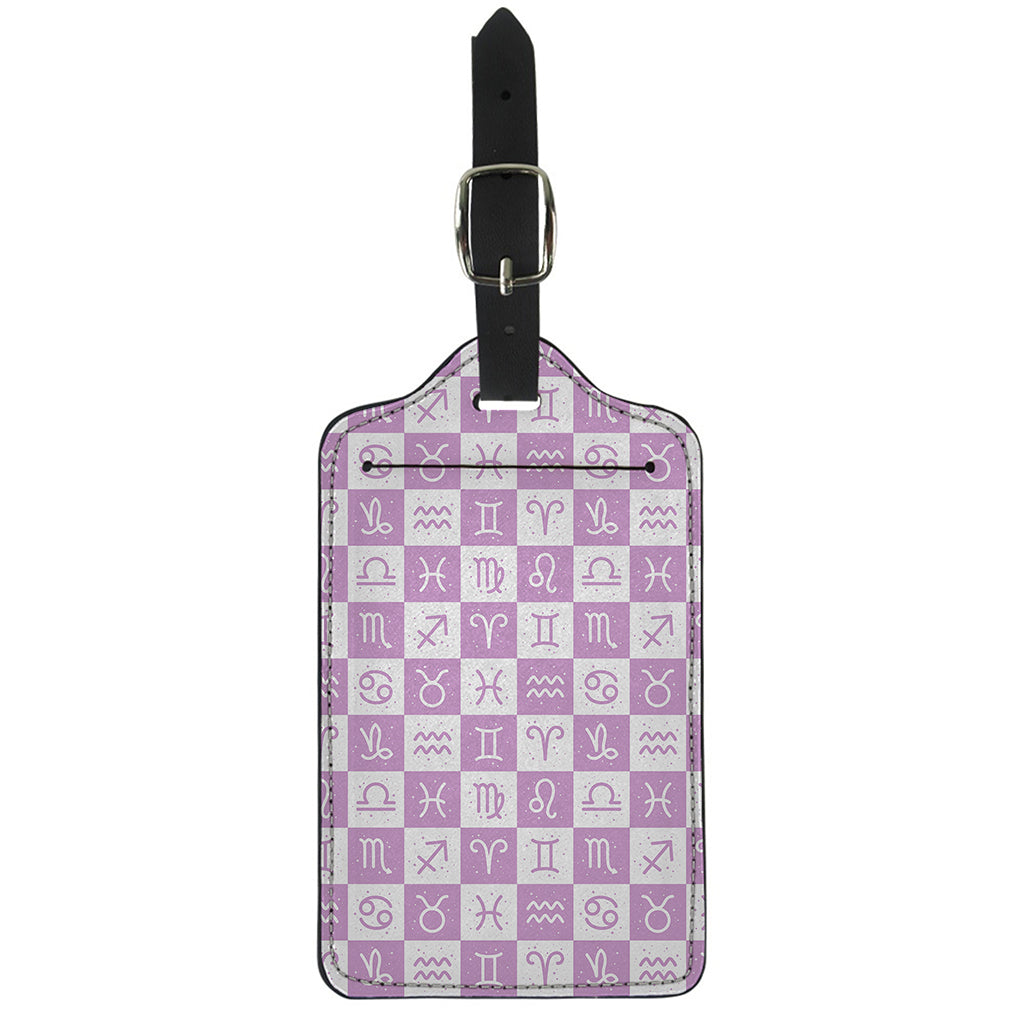 White And Purple Zodiac Signs Print Luggage Tag