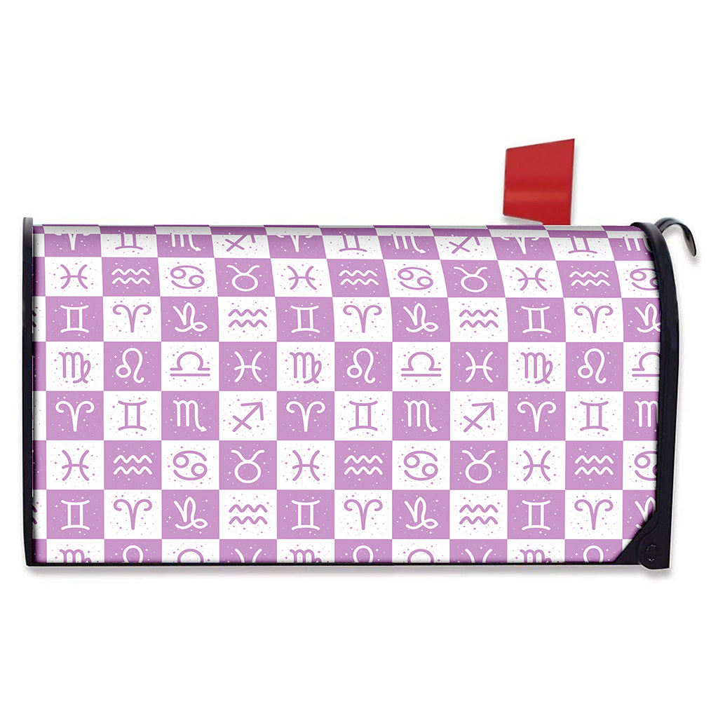 White And Purple Zodiac Signs Print Mailbox Cover