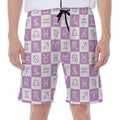 White And Purple Zodiac Signs Print Men's Beach Shorts