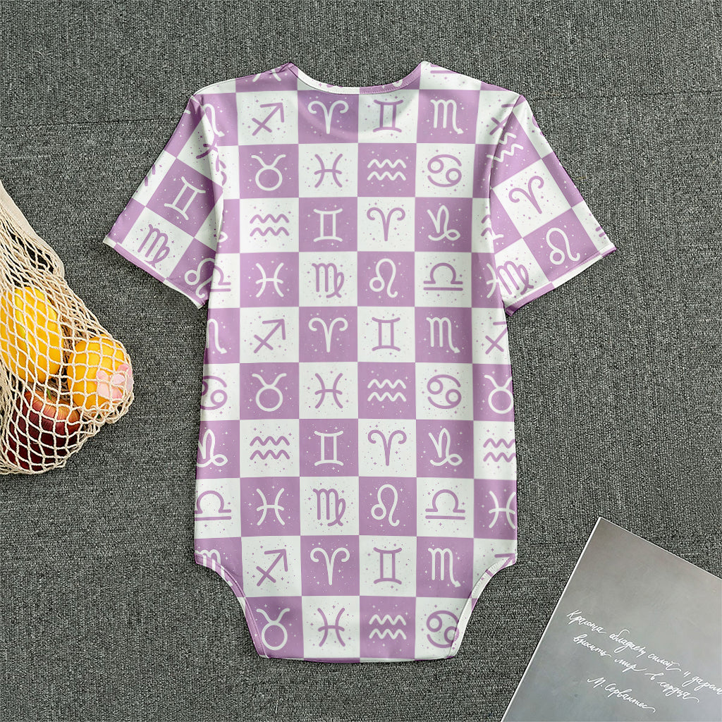 White And Purple Zodiac Signs Print Men's Bodysuit