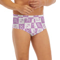 White And Purple Zodiac Signs Print Men's Briefs