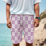 White And Purple Zodiac Signs Print Men's Cargo Shorts