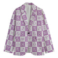 White And Purple Zodiac Signs Print Men's Cotton Blazer