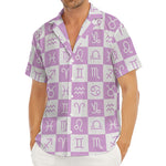 White And Purple Zodiac Signs Print Men's Deep V-Neck Shirt