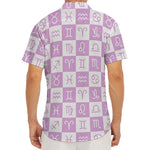 White And Purple Zodiac Signs Print Men's Deep V-Neck Shirt