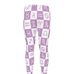 White And Purple Zodiac Signs Print Men's leggings
