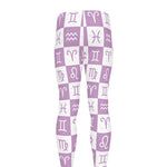 White And Purple Zodiac Signs Print Men's leggings