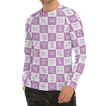White And Purple Zodiac Signs Print Men's Long Sleeve Rash Guard