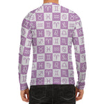 White And Purple Zodiac Signs Print Men's Long Sleeve Rash Guard