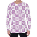 White And Purple Zodiac Signs Print Men's Long Sleeve T-Shirt