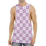 White And Purple Zodiac Signs Print Men's Muscle Tank Top