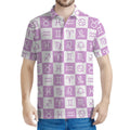 White And Purple Zodiac Signs Print Men's Polo Shirt